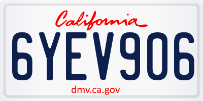 CA license plate 6YEV906