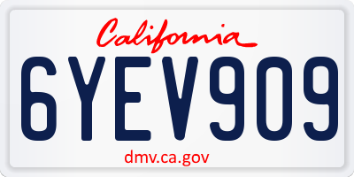 CA license plate 6YEV909