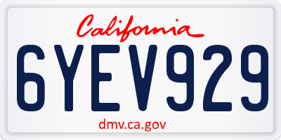 CA license plate 6YEV929