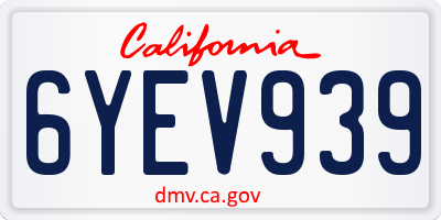 CA license plate 6YEV939