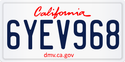 CA license plate 6YEV968