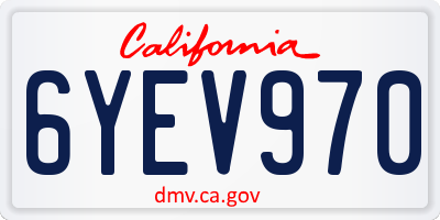 CA license plate 6YEV970