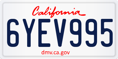 CA license plate 6YEV995