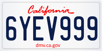 CA license plate 6YEV999
