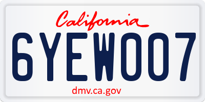CA license plate 6YEW007
