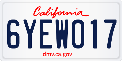 CA license plate 6YEW017