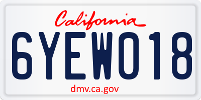 CA license plate 6YEW018