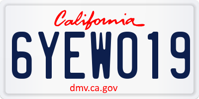 CA license plate 6YEW019