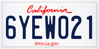CA license plate 6YEW021