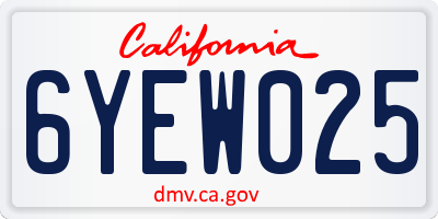 CA license plate 6YEW025