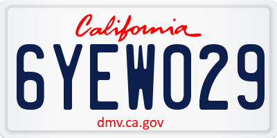 CA license plate 6YEW029