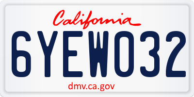 CA license plate 6YEW032