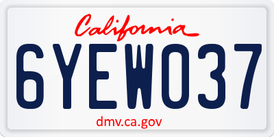 CA license plate 6YEW037