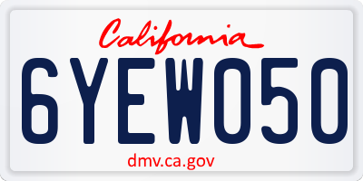 CA license plate 6YEW050