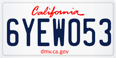 CA license plate 6YEW053