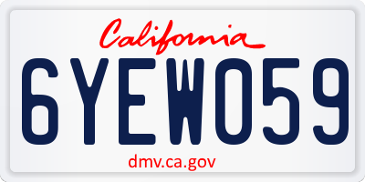 CA license plate 6YEW059