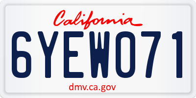 CA license plate 6YEW071