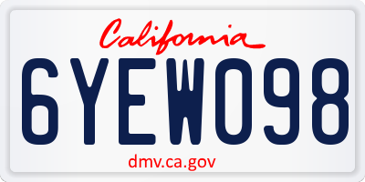 CA license plate 6YEW098