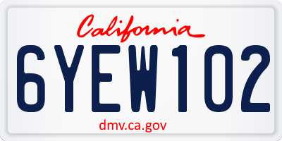 CA license plate 6YEW102