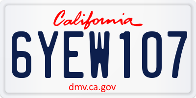 CA license plate 6YEW107