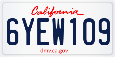 CA license plate 6YEW109