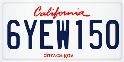 CA license plate 6YEW150