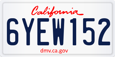 CA license plate 6YEW152