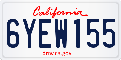 CA license plate 6YEW155