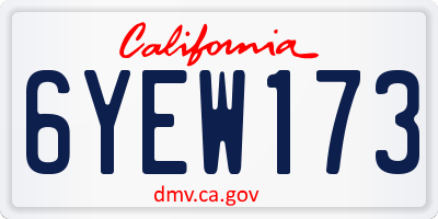 CA license plate 6YEW173
