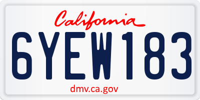 CA license plate 6YEW183