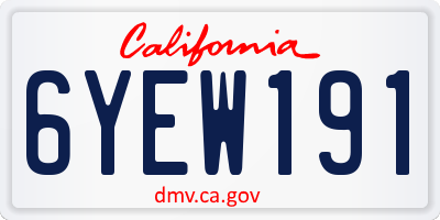 CA license plate 6YEW191