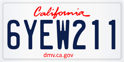CA license plate 6YEW211