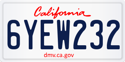 CA license plate 6YEW232