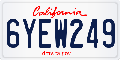 CA license plate 6YEW249