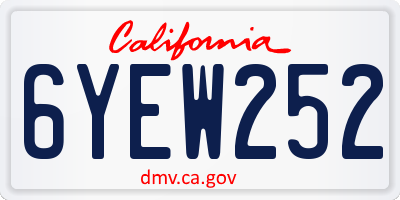 CA license plate 6YEW252