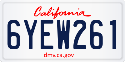 CA license plate 6YEW261
