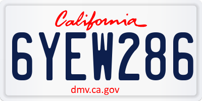 CA license plate 6YEW286