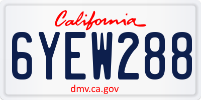CA license plate 6YEW288