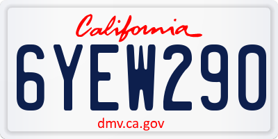 CA license plate 6YEW290