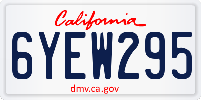 CA license plate 6YEW295