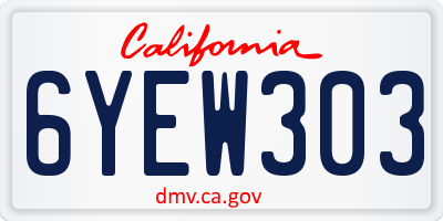 CA license plate 6YEW303