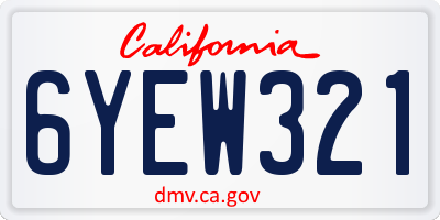 CA license plate 6YEW321