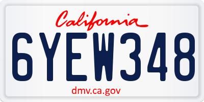 CA license plate 6YEW348