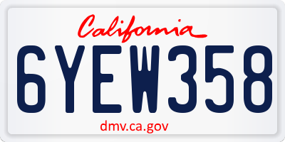 CA license plate 6YEW358