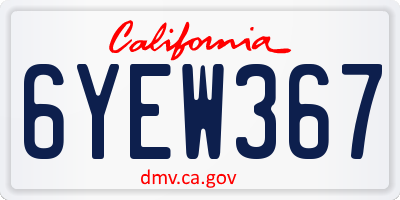 CA license plate 6YEW367