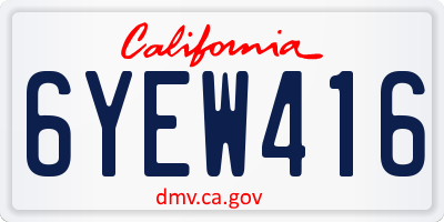 CA license plate 6YEW416