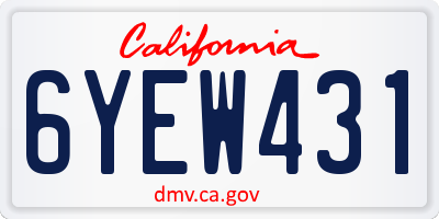 CA license plate 6YEW431
