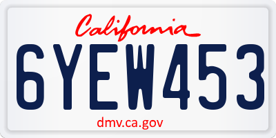 CA license plate 6YEW453