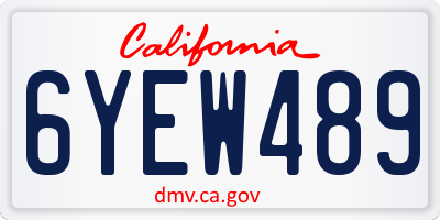 CA license plate 6YEW489