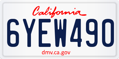 CA license plate 6YEW490
